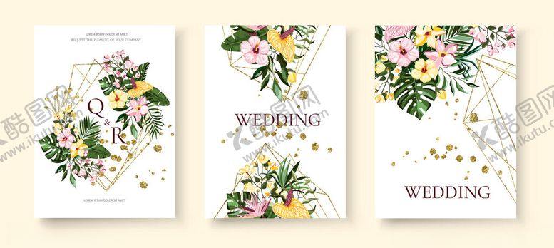 编号：54778811020429243852【酷图网】源文件下载-花卉婚礼请柬设计