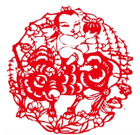 牛年剪纸插画
