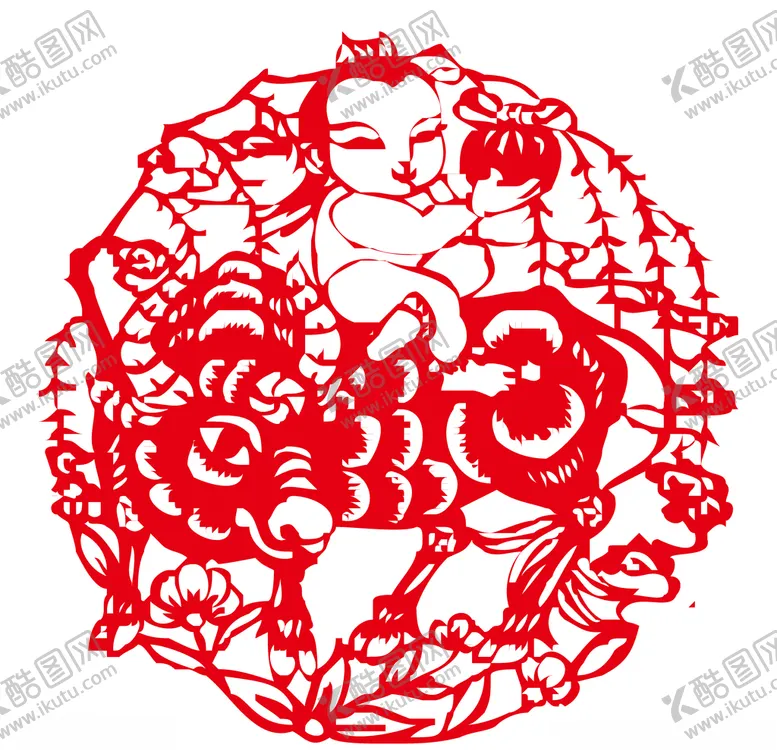 编号：54578406281126238457【酷图网】源文件下载-牛年剪纸插画