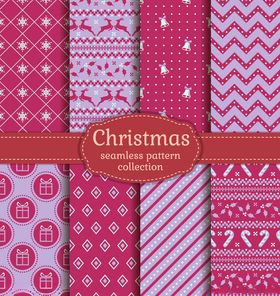 圣诞主题图案无缝背景集合