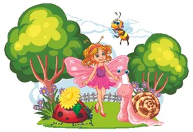 立春插画花仙子惊蛰青蛙蜗牛