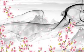 梅花飘带背景墙