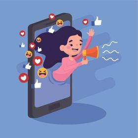 扁平化社交媒体曝光点赞概念插画