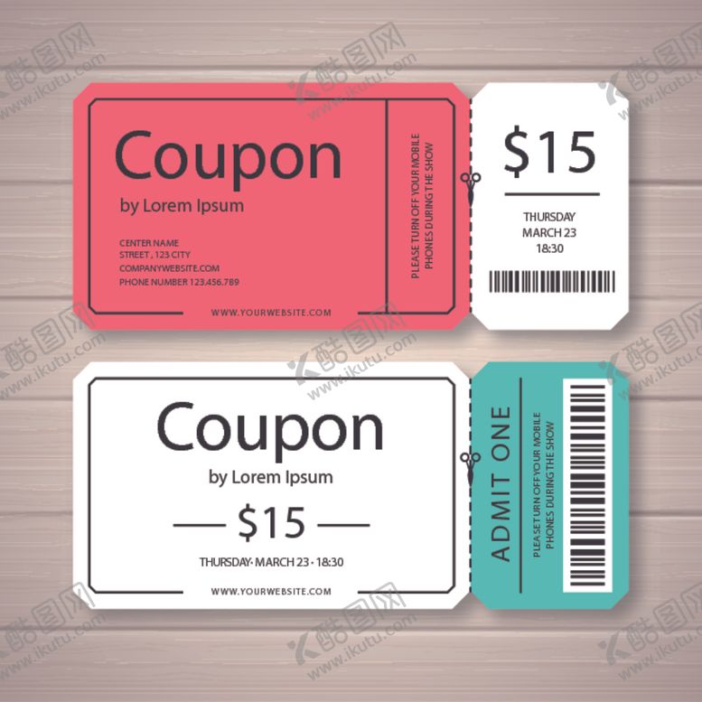 编号：13346710300303357910【酷图网】源文件下载-优惠券电影票模板设计