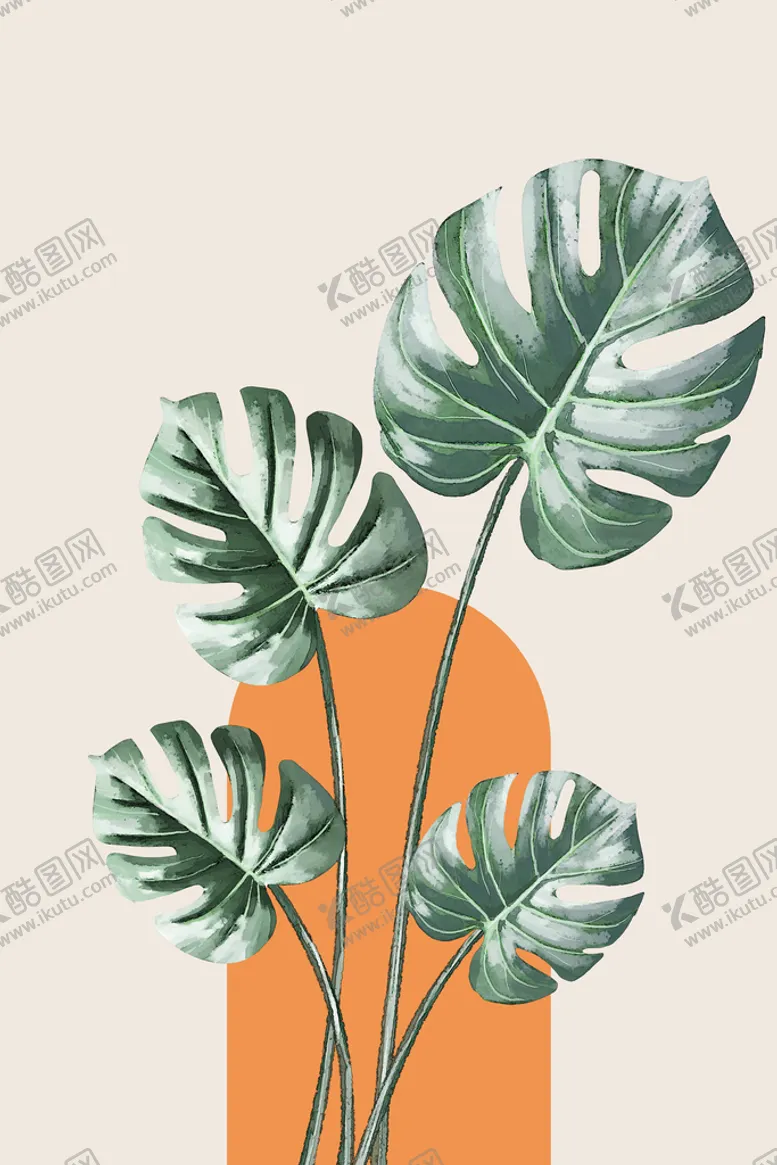 编号：37654010080206563756【酷图网】源文件下载-花卉植物树叶几何装饰画