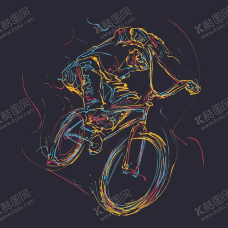 编号：82833906280204444200【酷图网】源文件下载-自行车运动员简笔画
