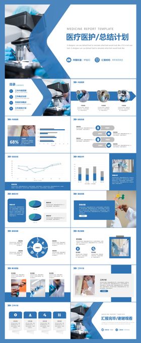 蓝色商务医总结计划PPT