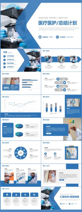 蓝色商务医总结计划PPT