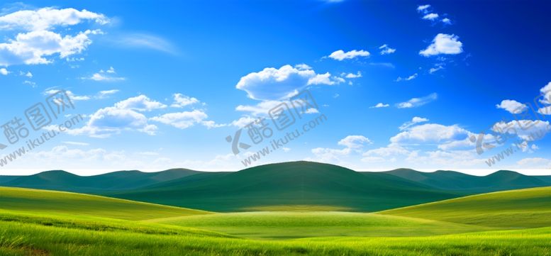 编号：73953803080033472916【酷图网】源文件下载-蓝天草原白云