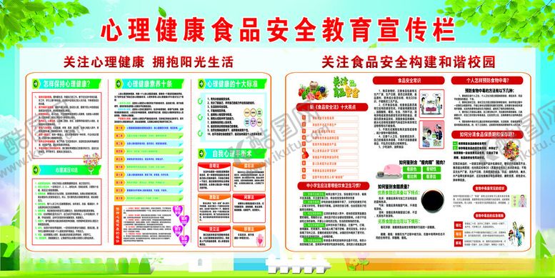 编号：36466410062328127298【酷图网】源文件下载-学校校园心理健康食品安全展板