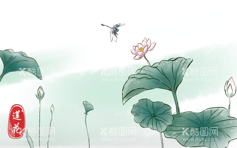 编号：66637411111137086015【酷图网】源文件下载-山水画荷花背景