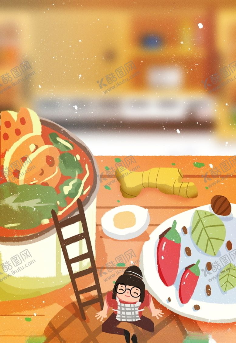 编号：85977109260738289544【酷图网】源文件下载-手绘美食火锅麻辣烫炸鸡面插画