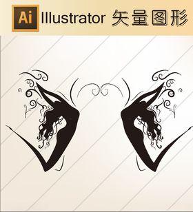 人物剪纸人物手绘线描画