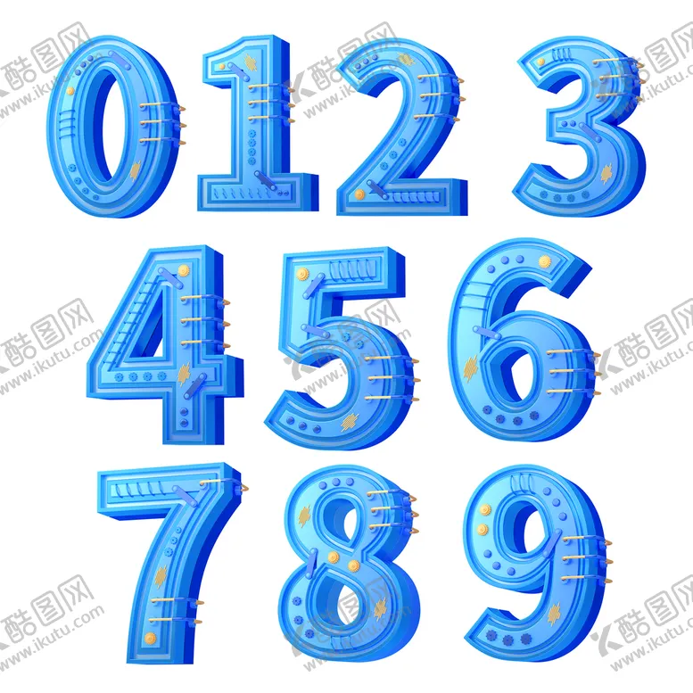 编号：17420509141210484386【酷图网】源文件下载-蓝色c4d数字3D文字