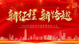喜庆红色2020年企业年会展板