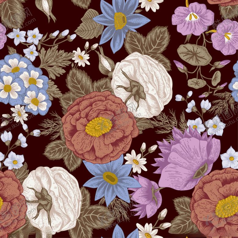 编号：57868510300655577499【酷图网】源文件下载-复古花卉图案背景