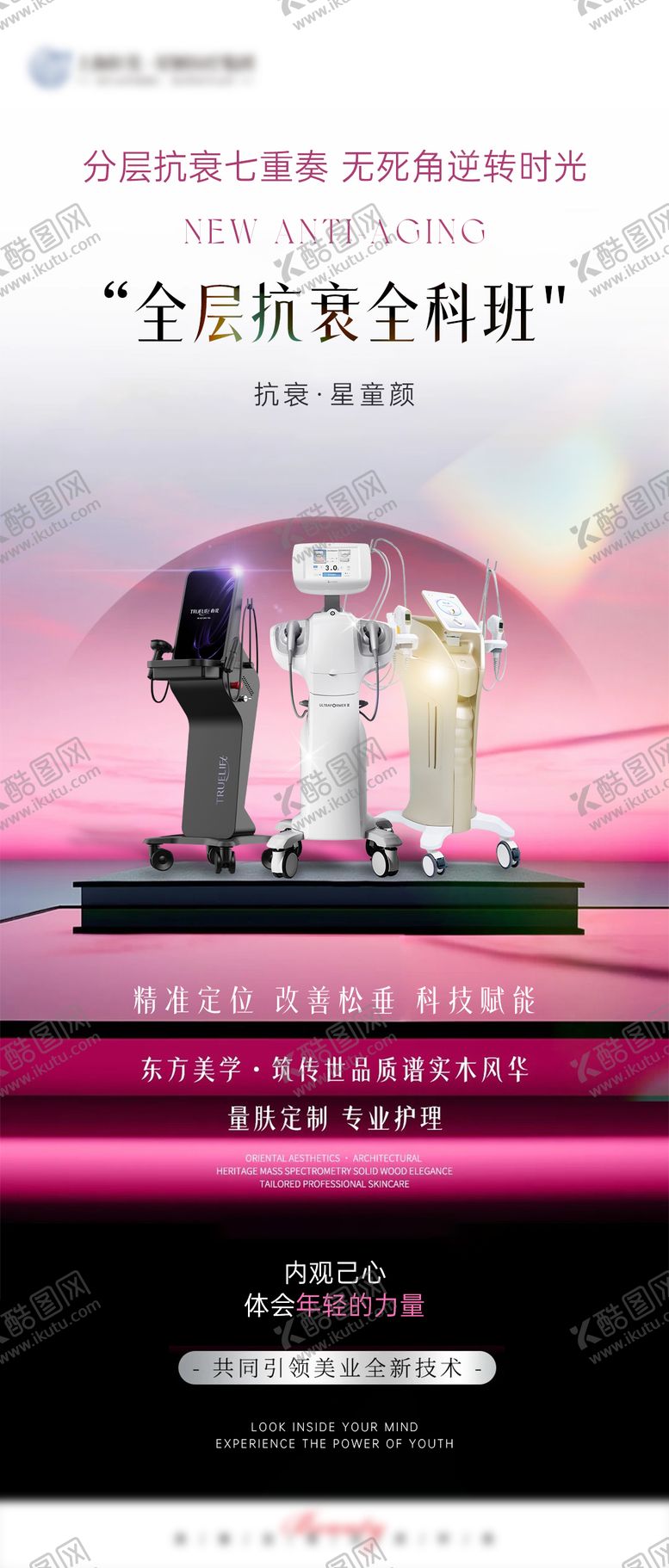 编号：23461404172344095475【酷图网】源文件下载-医美全层抗衰全科班仪器宣传海报