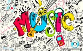 多彩音乐涂鸦艺术背景