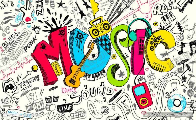 编号：51595712192240552283【酷图网】源文件下载-多彩音乐涂鸦艺术背景