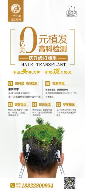 0元公益植发案例展架