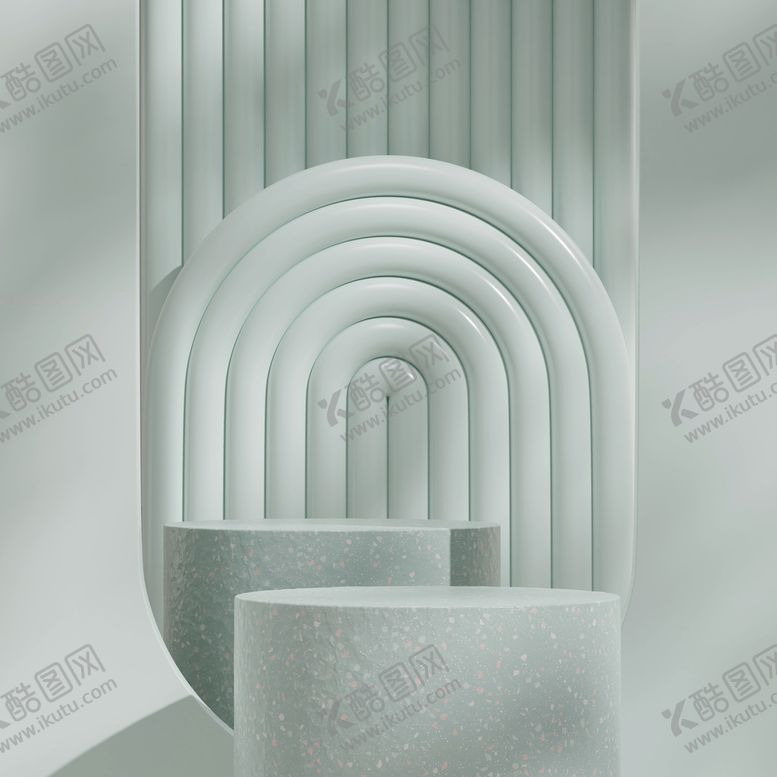 编号：25079809160921109571【酷图网】源文件下载-小清新c4d场景展台合层背景电商底图绿植舞台