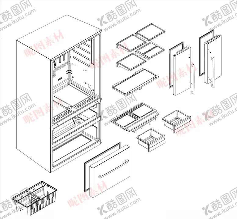 编号：18447210282344119726【酷图网】源文件下载-冰箱爆炸矢量图
