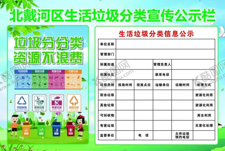 编号：83679404050150119890【酷图网】源文件下载-垃圾分类公示栏
