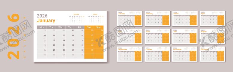编号：82785812191951173470【酷图网】源文件下载-2026年台历模板