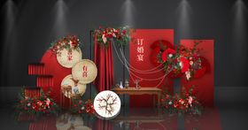 中式喜庆礼盒装饰摆件