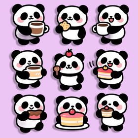 可爱熊猫插图