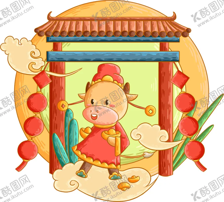 编号：36181203271035366881【酷图网】源文件下载-卡通牛年