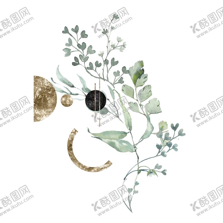 编号：56209010210939588651【酷图网】源文件下载-小清新水彩植物树枝