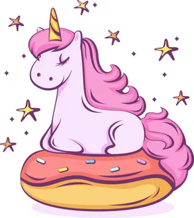 卡通独角兽手绘云朵梦幻唯美