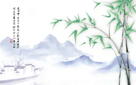 竹子壁画画欣赏水墨图玄关画