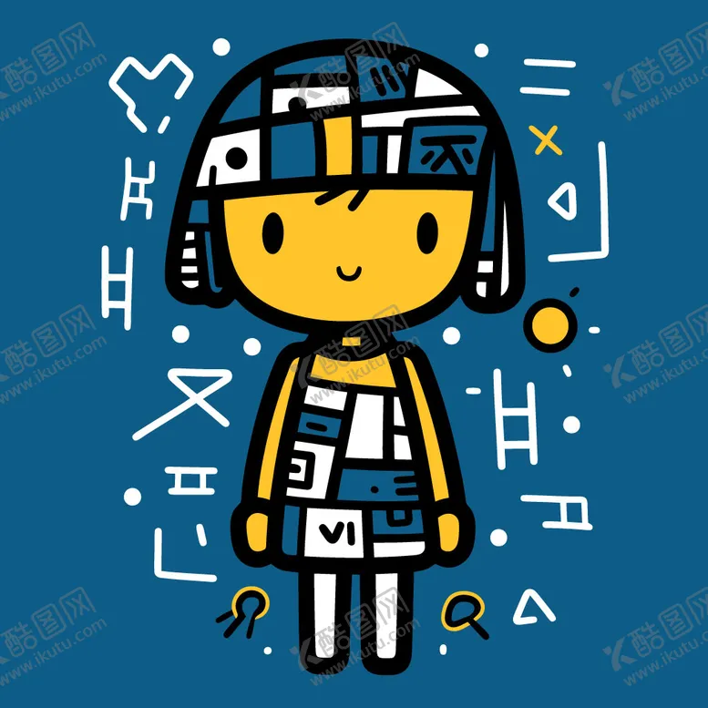 编号：40356910072216196123【酷图网】源文件下载-简笔简约动漫卡通人物