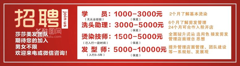 编号：94140502012324318070【酷图网】源文件下载-理发店招聘红色海报