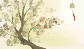 铃铛树木大树古风复古背景素材