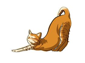 猫咪插画手绘小橘猫伸懒腰