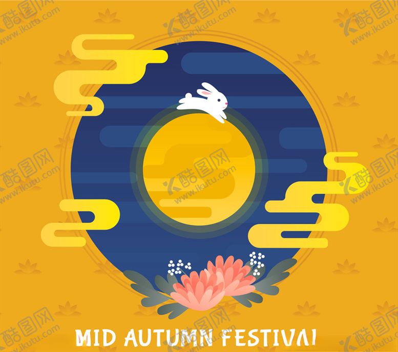 编号：10927809112157449971【酷图网】源文件下载-中秋节月亮白兔矢量图片