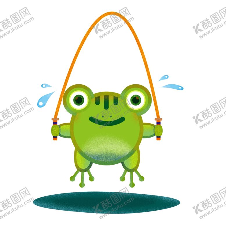 编号：61609404280324131922【酷图网】源文件下载-努力跳绳的小青蛙插画
