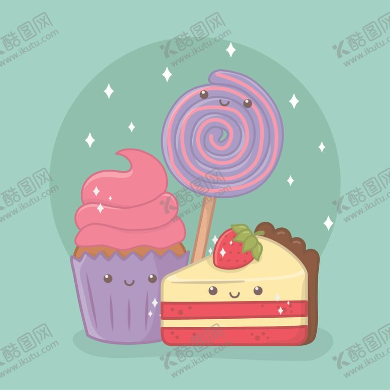 编号：60083609131930566834【酷图网】源文件下载-小清新点心卡通图案