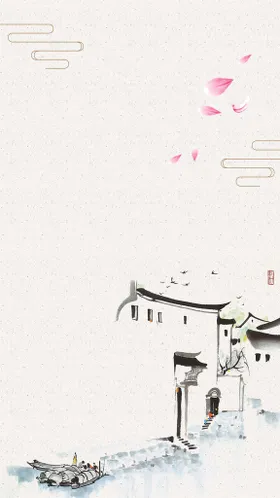 水墨背景山风山画纸禅意山