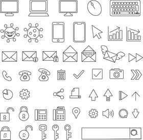 简约线条风格通信图标集