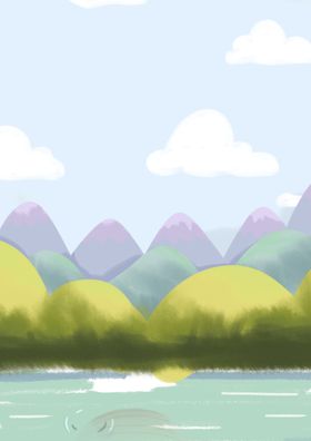 梦幻插画卡通风景插画