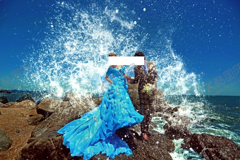 编号：48989010201317526221【酷图网】源文件下载-婚纱照海边浪花素材