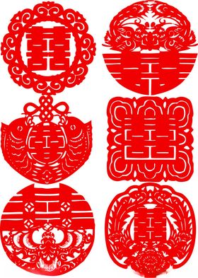 传统中式双喜剪纸图案