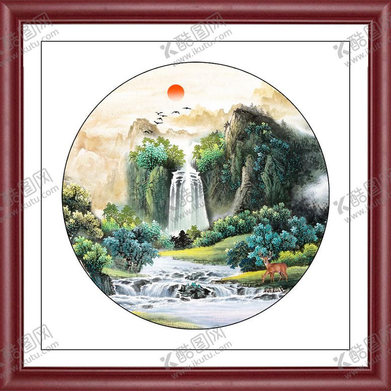 编号：80295109131944123605【酷图网】源文件下载-山水画无框画瀑布