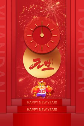 2022背景虎年春节背景海报插画挂历新