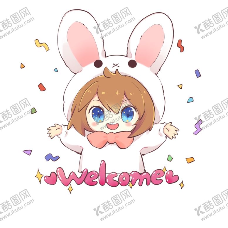编号：45815707030358158460【酷图网】源文件下载-卡通清新兔装少女欢迎
