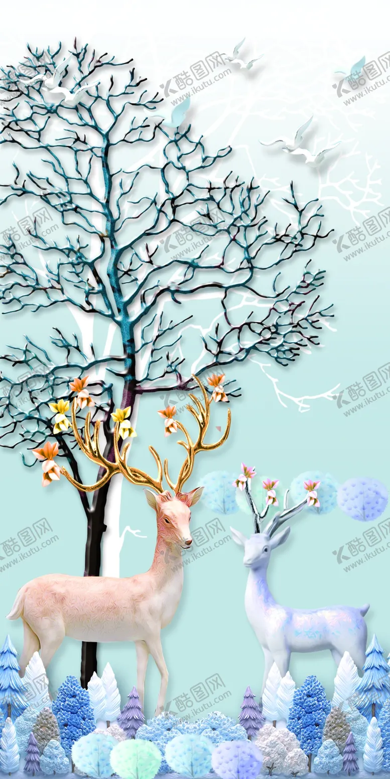 编号：58164804131211149049【酷图网】源文件下载-北欧麋鹿玄关